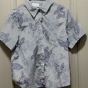 Alfred Dunner Kids Blue and White Striped Shirt